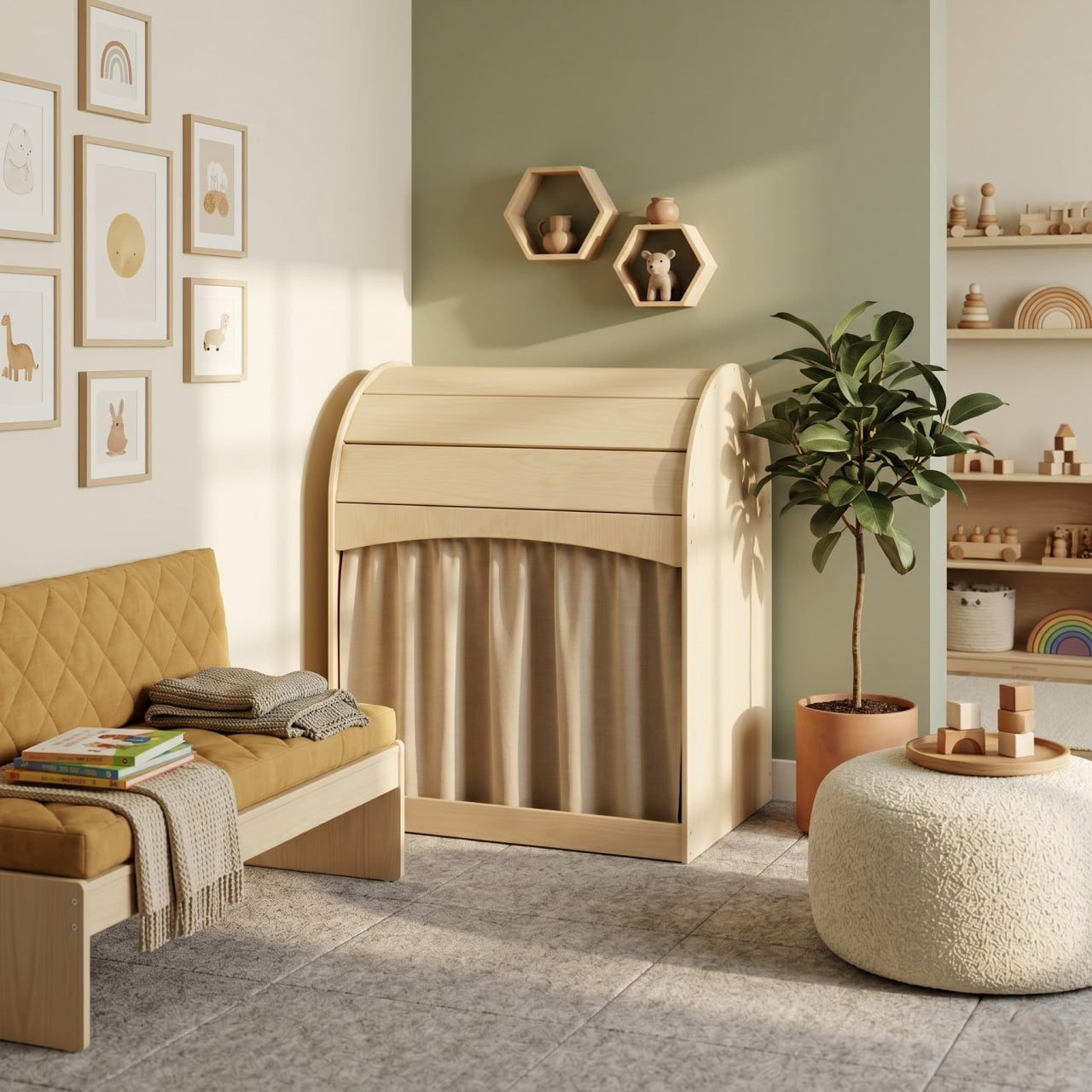 Nambar Montessori Reading Nook & Cozy Play Hideaway