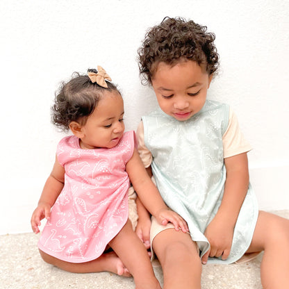 Dino Friends - Sage Bapron SALE **PRESCHOOL SIZE ONLY**