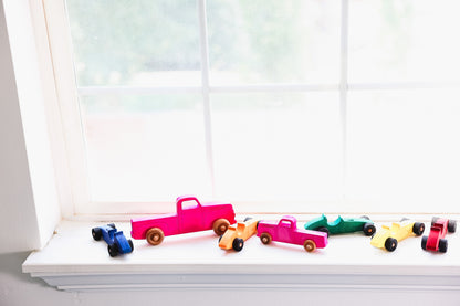 Montessori Educational 5.5" Red Wooden Pickup Truck for Toddlers 1–3 | Eco-Friendly Maple Wood Toy | Made in the USA 🇺🇸