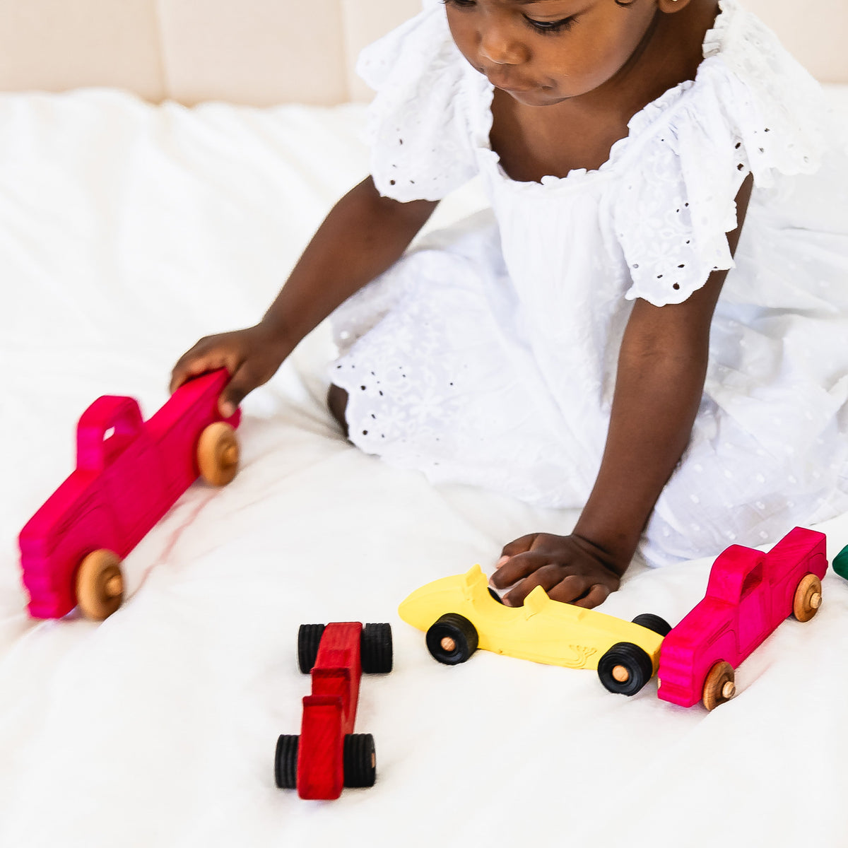 Montessori Educational 9" Pink Wooden Pickup Truck for Toddlers 1–3 | Eco-Friendly Maple Wood Toy | Made in the USA 🇺🇸