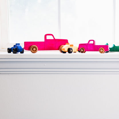 Montessori Educational 5.5" Red Wooden Pickup Truck for Toddlers 1–3 | Eco-Friendly Maple Wood Toy | Made in the USA 🇺🇸