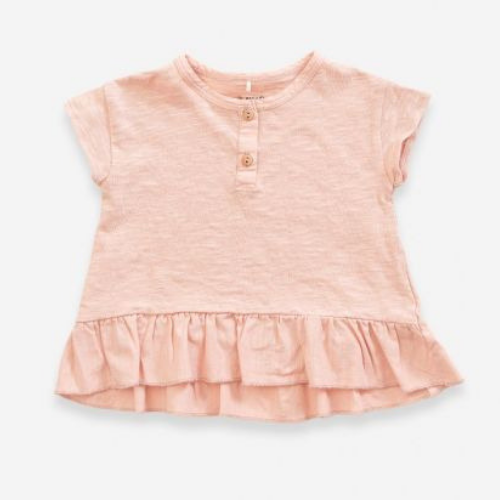 Organic Cotton T-shirt with Frill, Pink