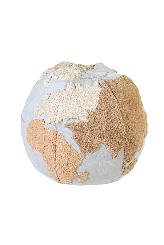 Organic Cotton World Map Pouffe Cushion