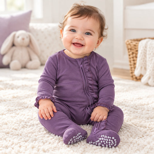 Deep Purple Ruffle Footie