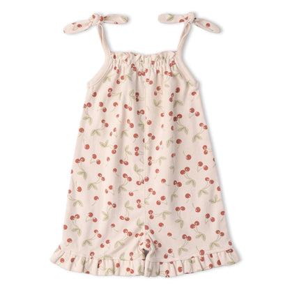 Organic Ruffle Jumpsuit - Cherry