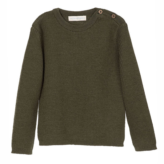 Wool Rib Sweater, Olive