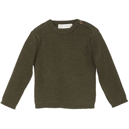 Baby Wool Rib Sweater, Olive