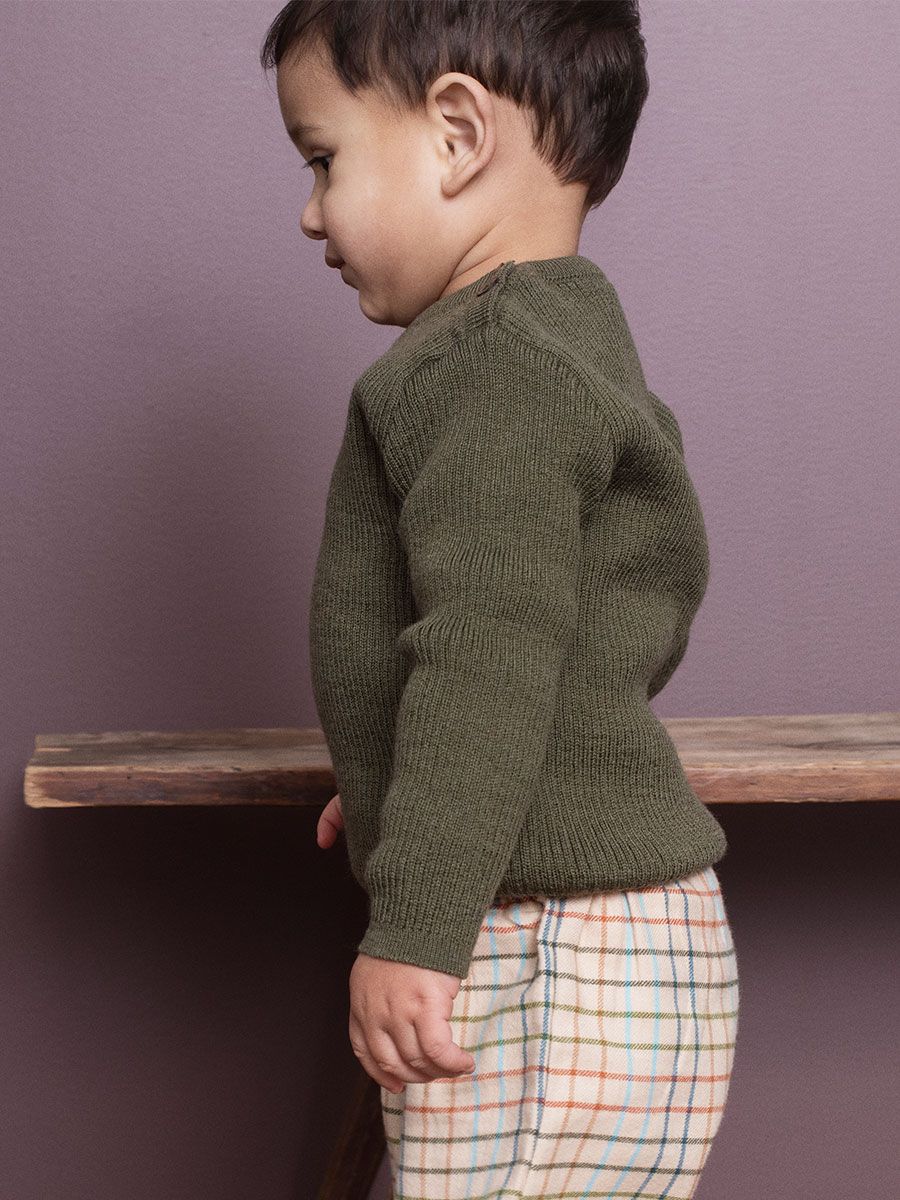 Baby Wool Rib Sweater, Olive