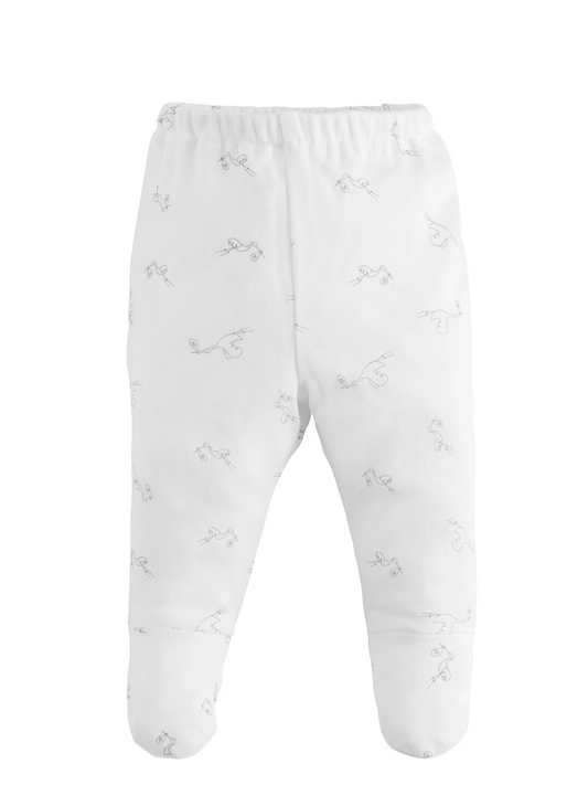 Stork Print Footed Pants