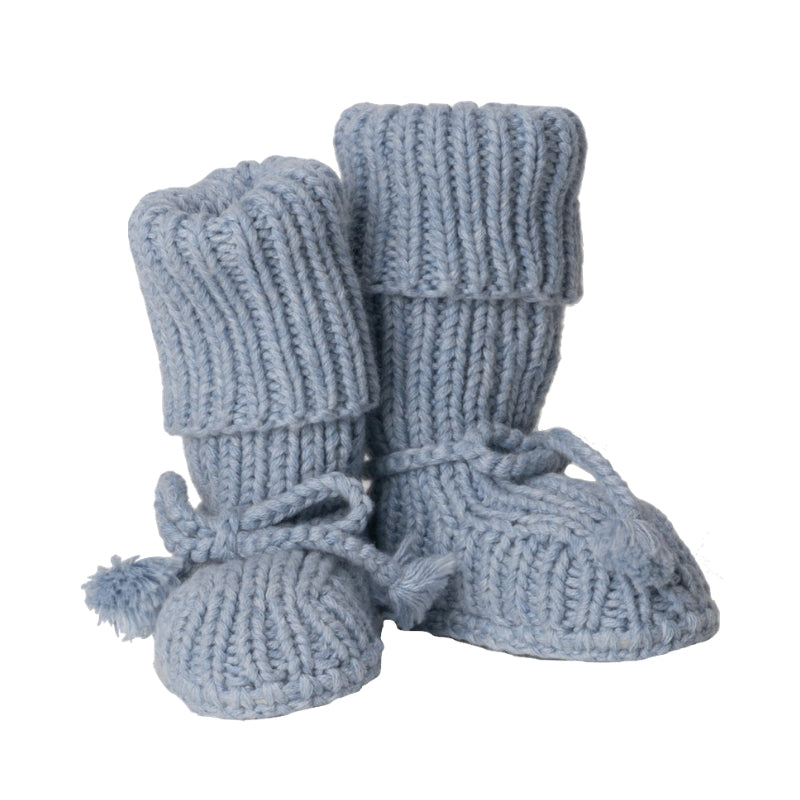 Alpaca Wool Sock Baby Booties in Mao Blue