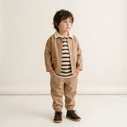 Organic Twill Button Jacket - Taupe