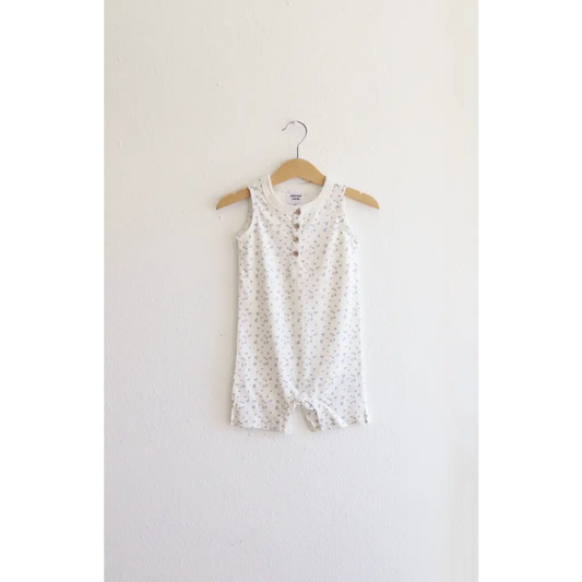 Super Soft Organic Cotton Henley Romper for Babies with Floral Print