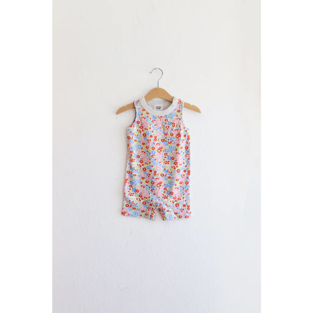 Retro Floral Organic Cotton Pocket Playsuit for Babies