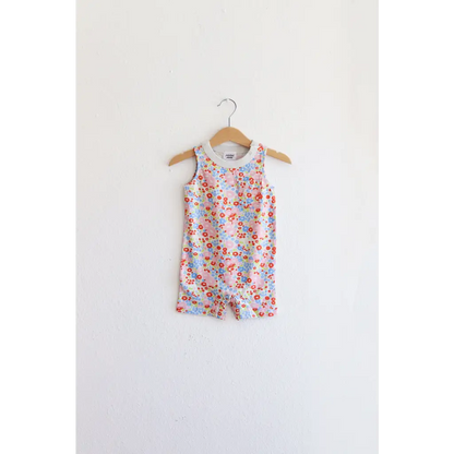 Retro Floral Organic Cotton Pocket Playsuit for Babies