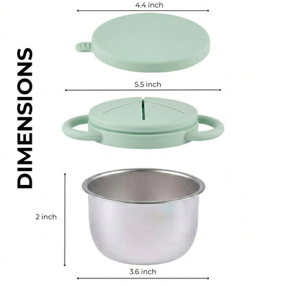 Stainless Steel Snack Cup Set of 2 (Mocha Mousse & Sage Green)