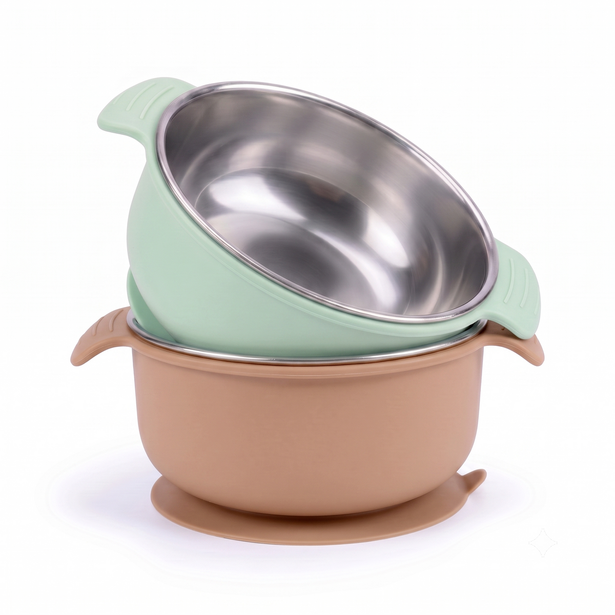Stainless Steel Suction Bowl Set of 2 (Butter Yellow & Baby Blue)