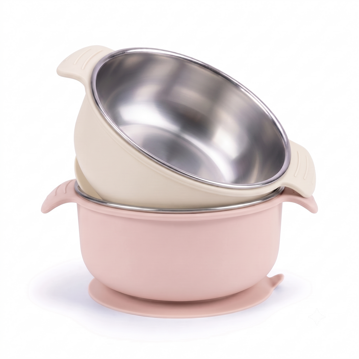 Stainless Steel Suction Bowl Set of 2 (Butter Yellow & Baby Blue)