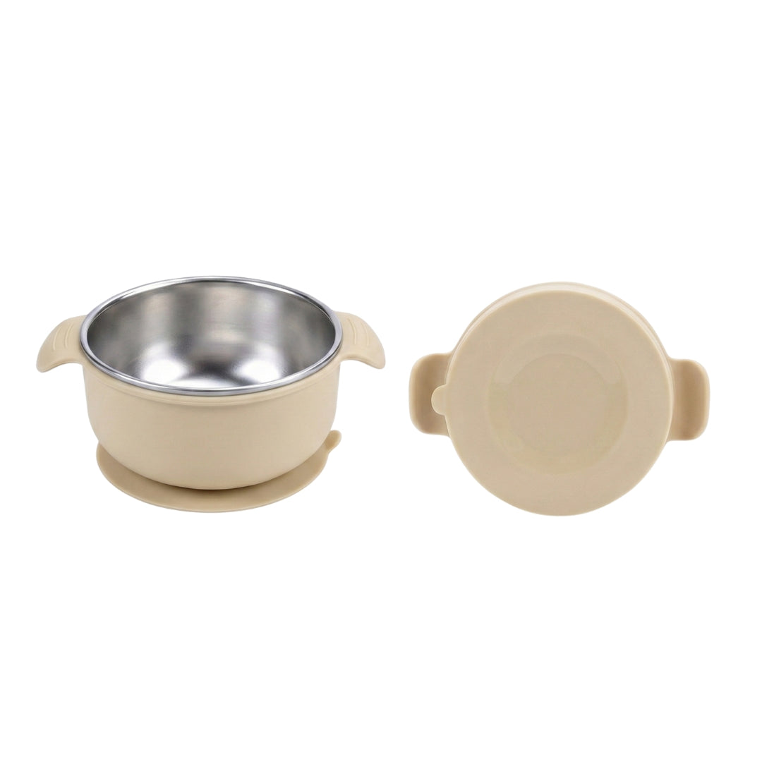 Stainless Steel Suction Bowl Set of 2 (Tofu & Pearl Blush)