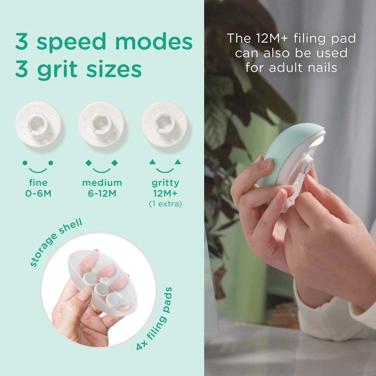 Electric Baby Nail Trimmer That Files, No Blade, Newborn+