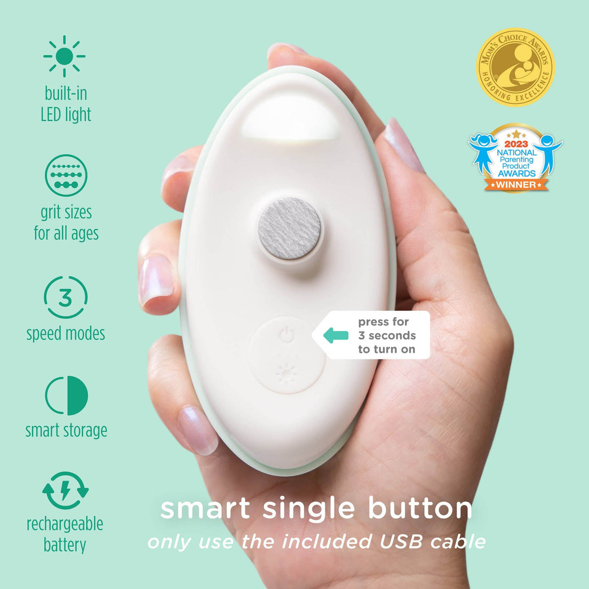 Electric Baby Nail Trimmer That Files, No Blade, Newborn+
