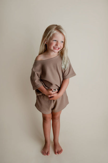 Cocoa Sands Brown Waffle Two Piece Set