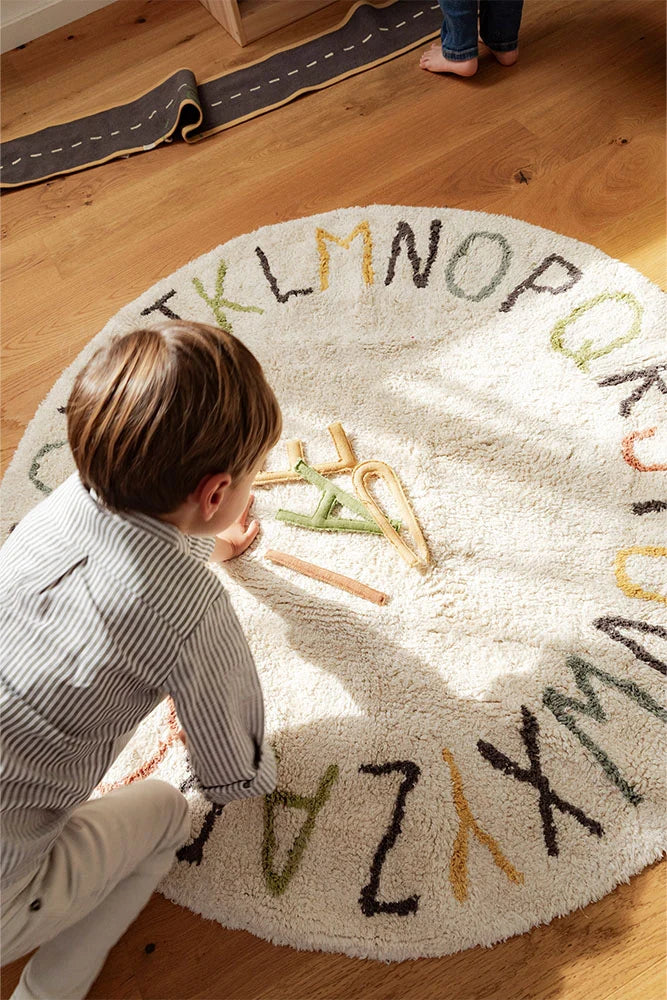 Organic Cotton Round Washable ABC Rug