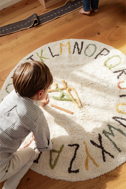 Organic Cotton Round Washable ABC Rug