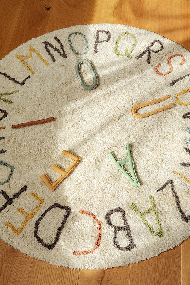 Organic Cotton Round Washable ABC Rug