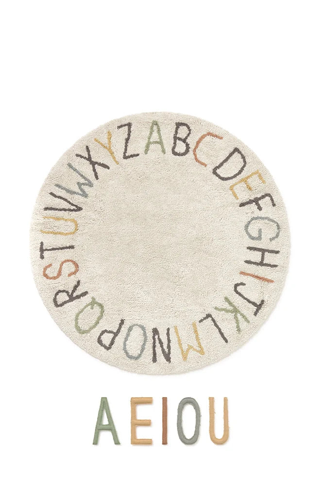 Organic Cotton Round Washable ABC Rug