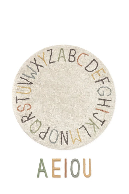 Organic Cotton Round Washable ABC Rug