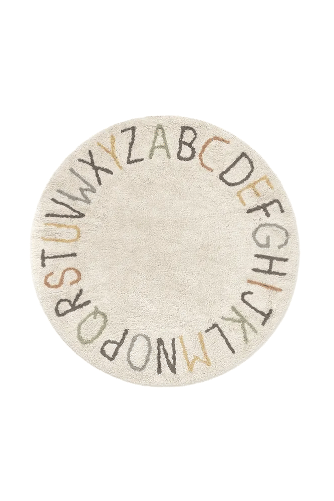 Organic Cotton Round Washable ABC Rug