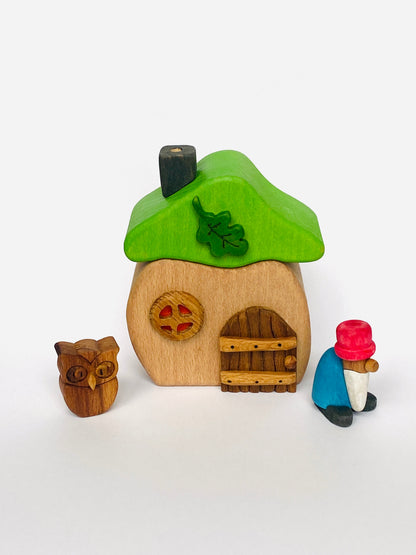 Wooden House with Gnome
