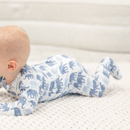 Blue Elephant Zipper Footie